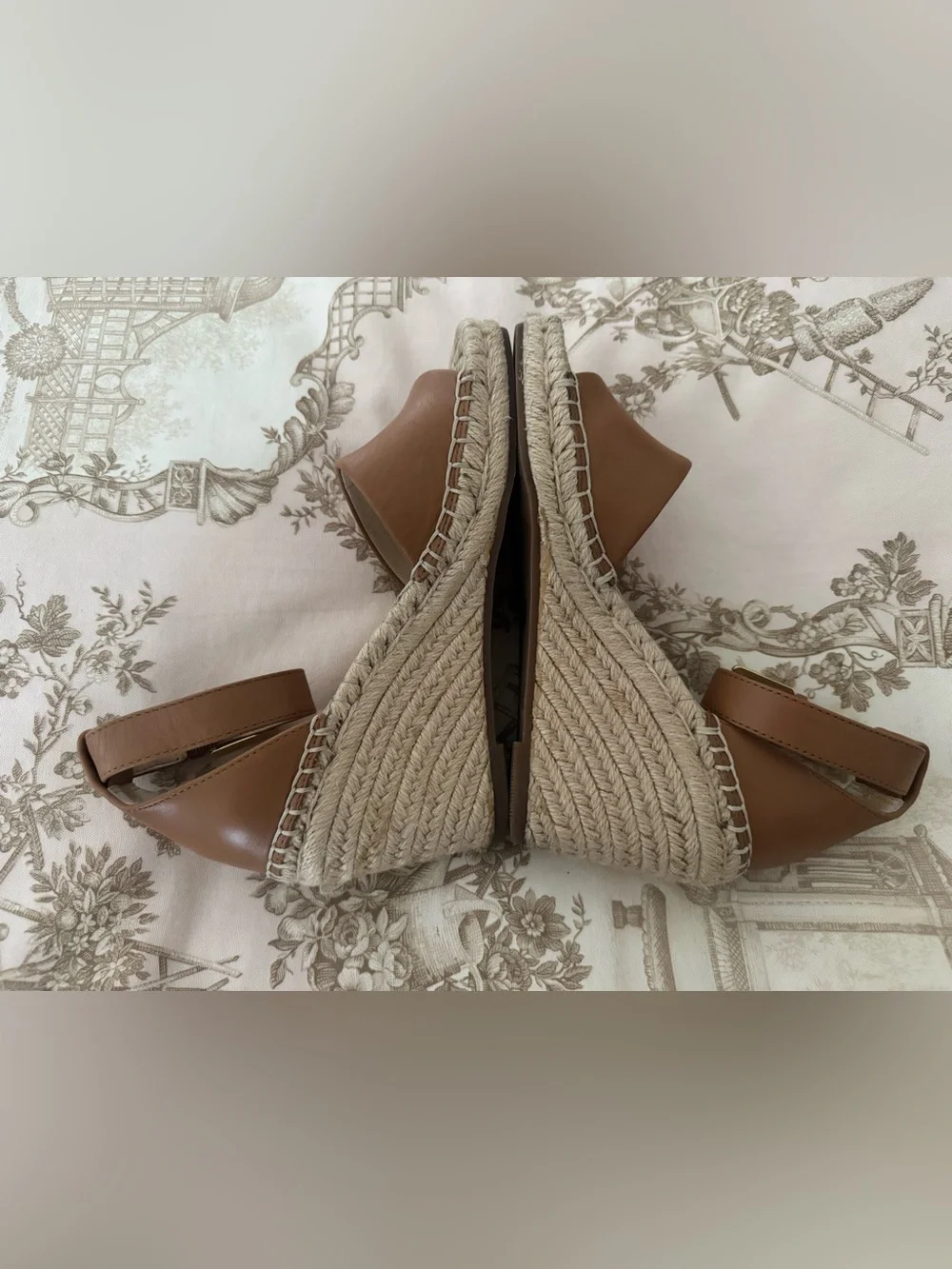Vince Camuto Leera Espadrille Wedge Sandal Tan Leather Size 6.5